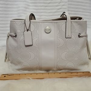 Large White leather Coach purse